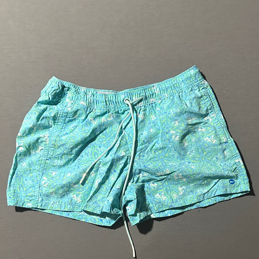 Vineyard Vines Teal Patterned Athletic Shorts